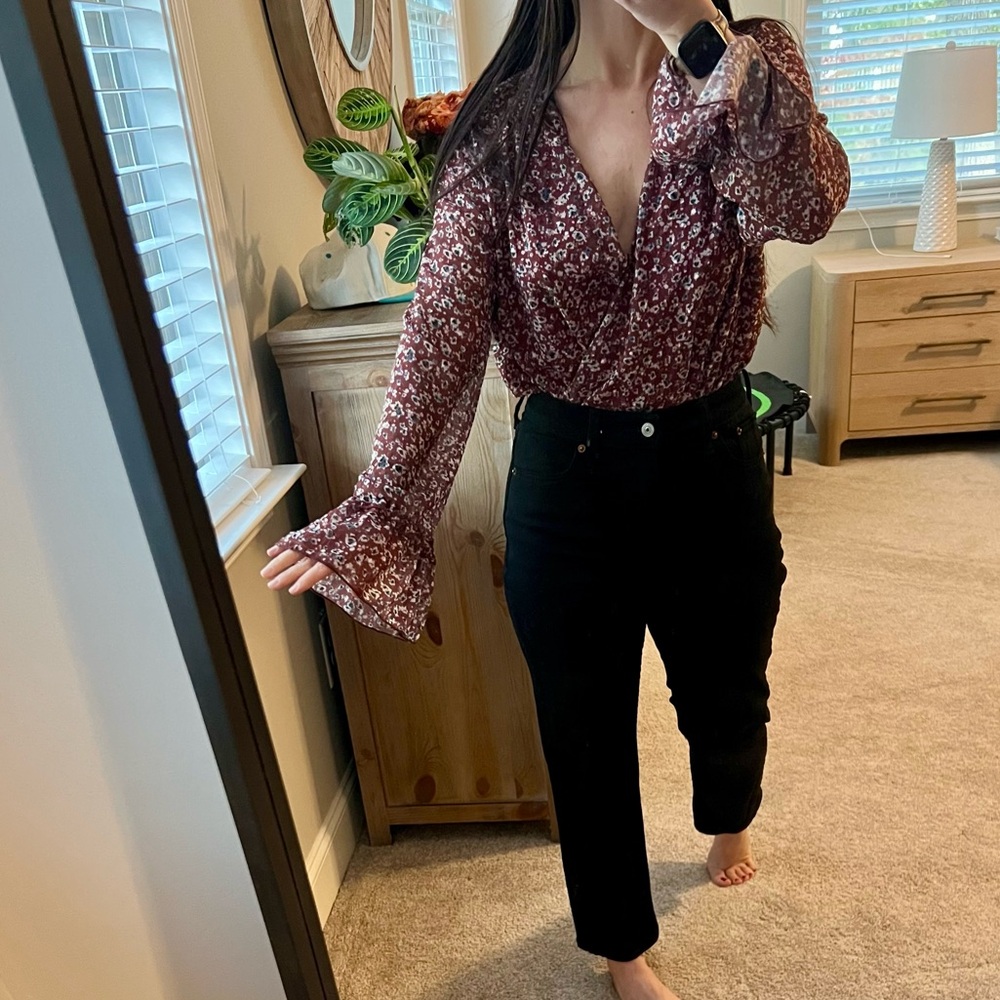 Pink Lily Beautiful Imperfections Brick Wrap Floral Bodysuit